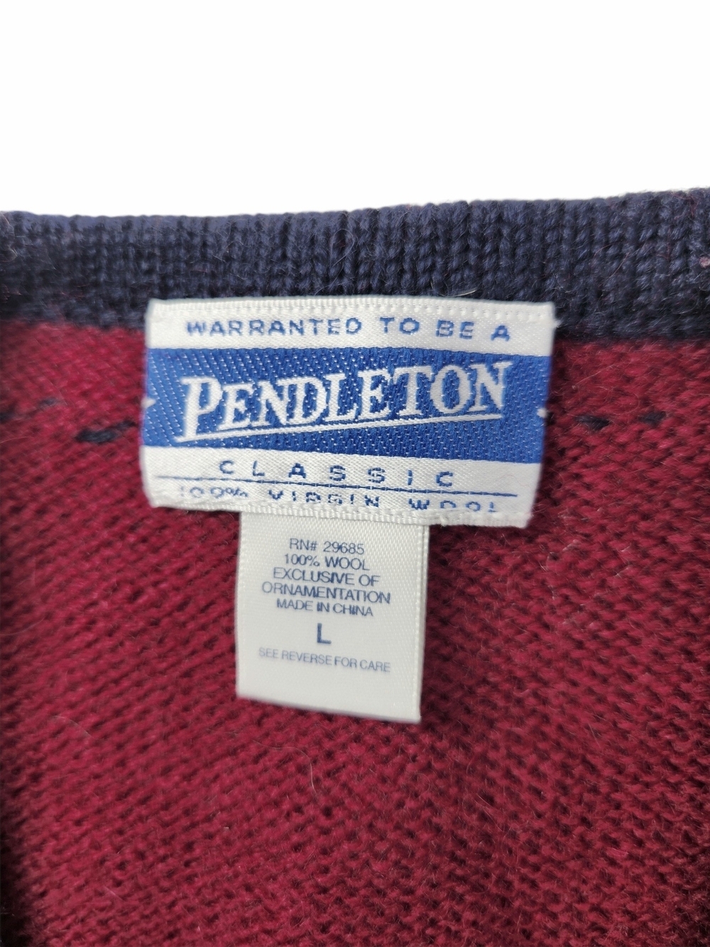 Vintage Pendleton Virgin Wool Vest L Red Embroidered Floral Cottage Folk Granny - Picture 9 of 12